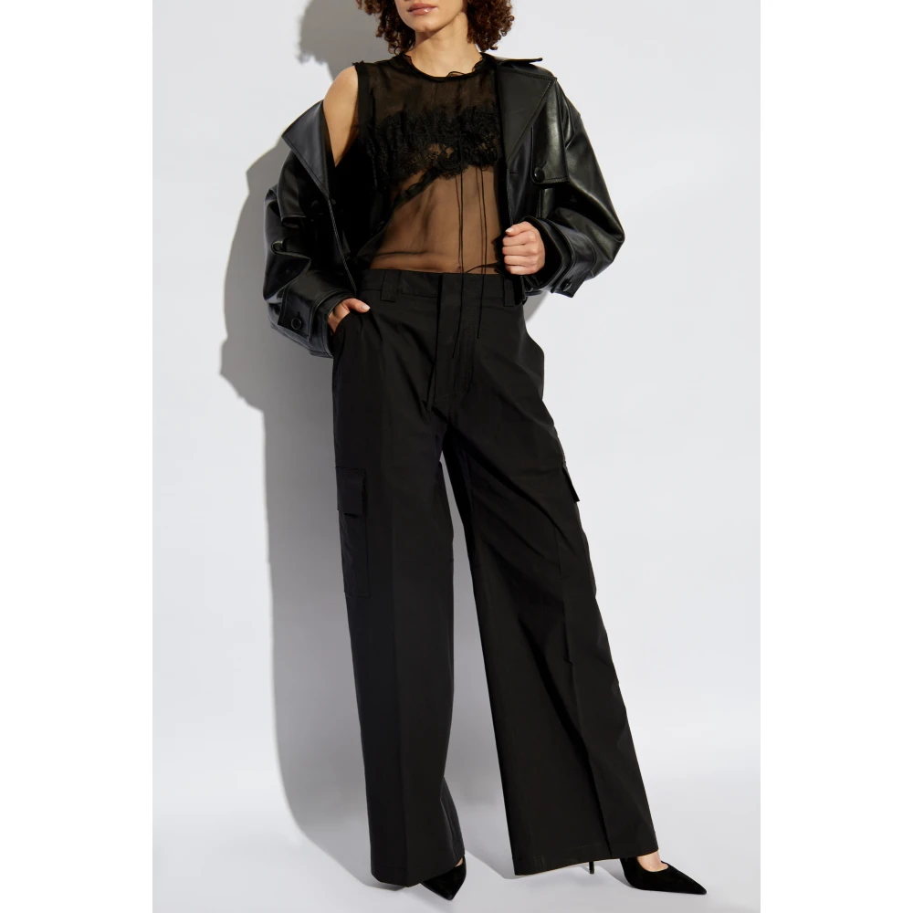 Dsquared2 Mouwloze zijden top Black Dames