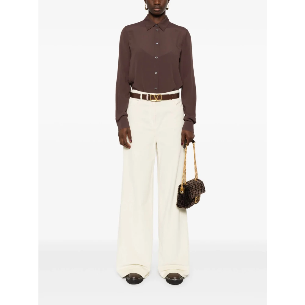 pinko Wijde Broek Bianco Latte White Dames
