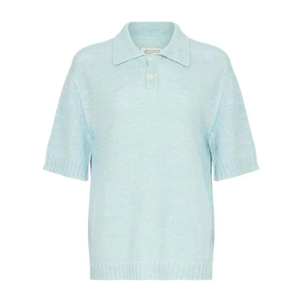 Maison Margiela Blå Stickad Polo Tröja Blue, Dam