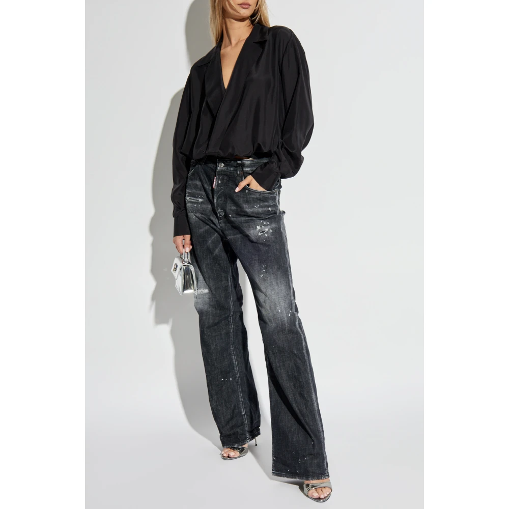 Dsquared2 Zijden top Black Dames