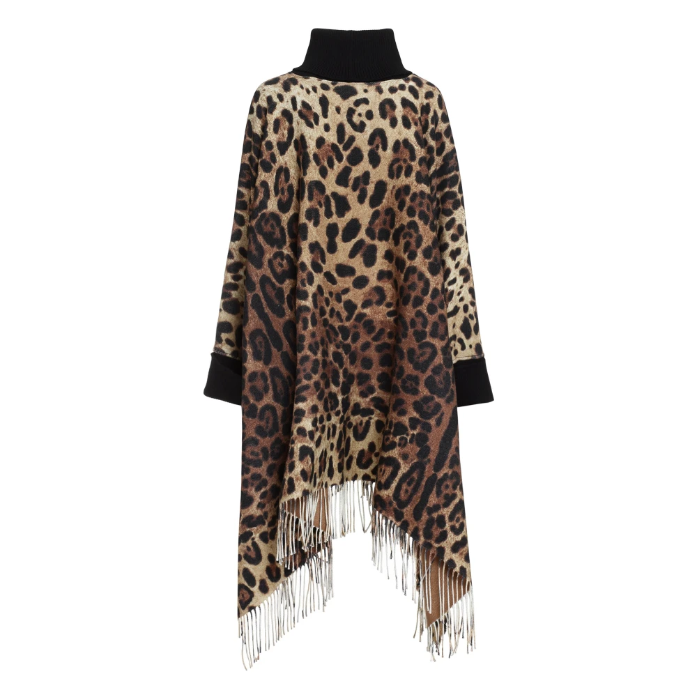 Dolce & Gabbana Dierenprint Kasjmier Wol Poncho Multicolor Dames