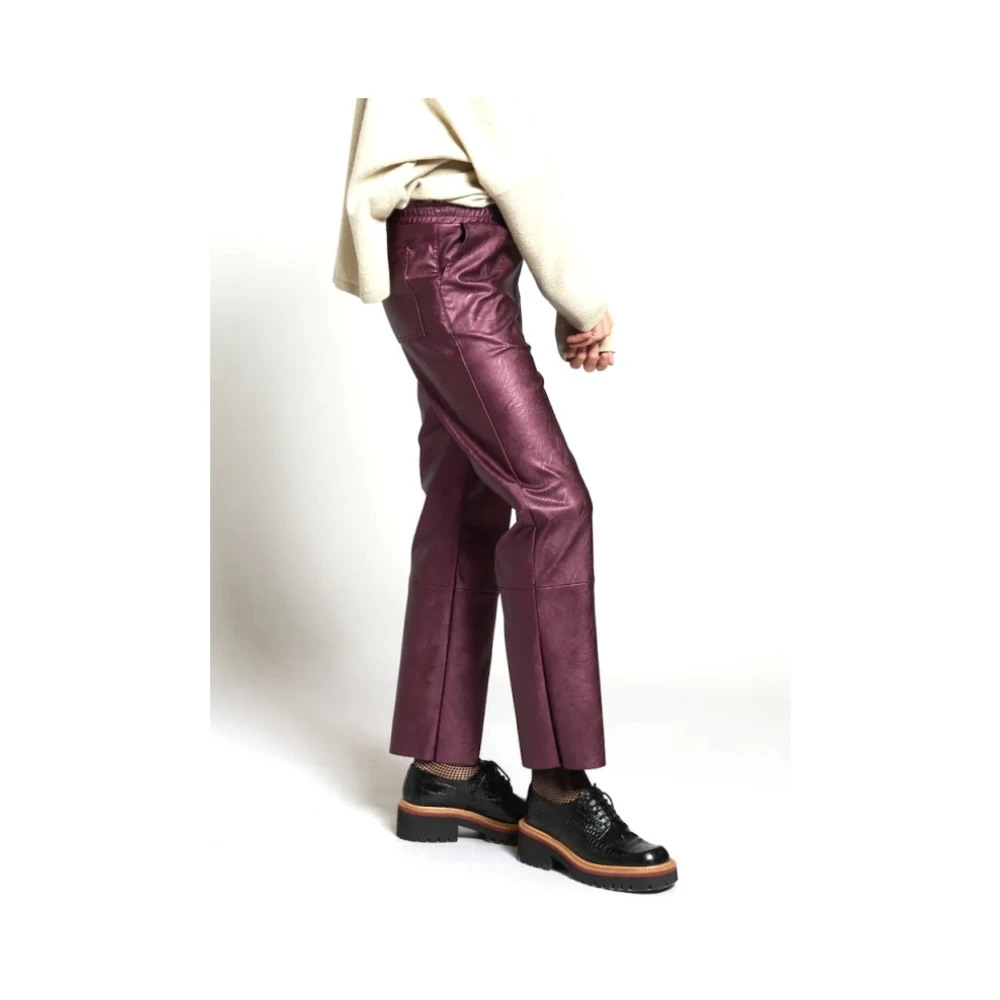 Maevy Vegan Leren Rechte Broek Purple Dames
