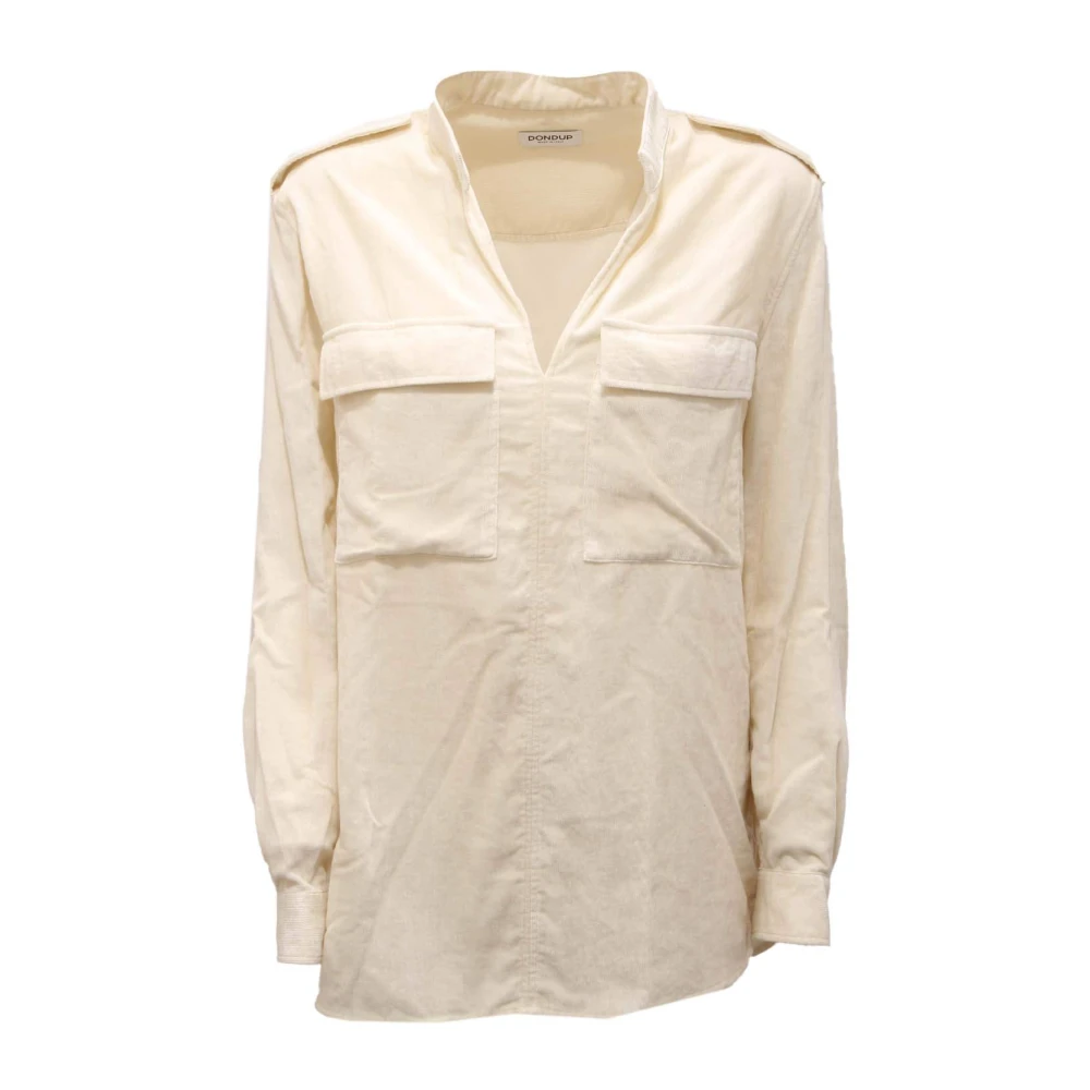 Dondup Women's White Velvet Shirt - Shirts - L - Blouses & Shirts