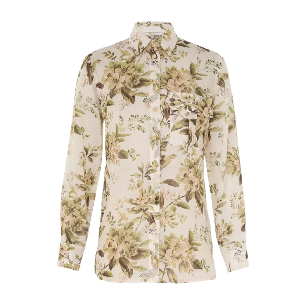 Zimmermann Bloemen Gouden Manstyle Shirt Multicolor Dames