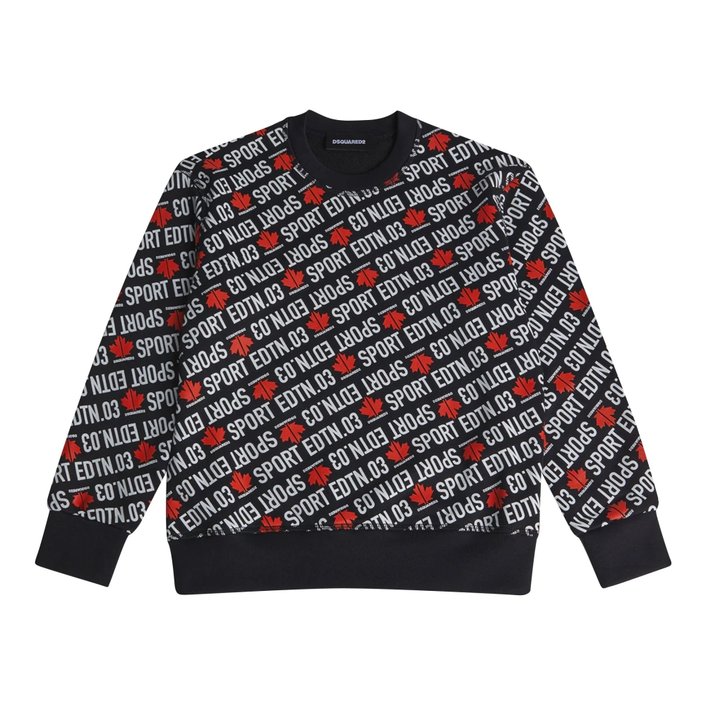 Dsquared2 Boys Black Kids Sweatshirts, 8 Y, All Over Logo Sweatshirt