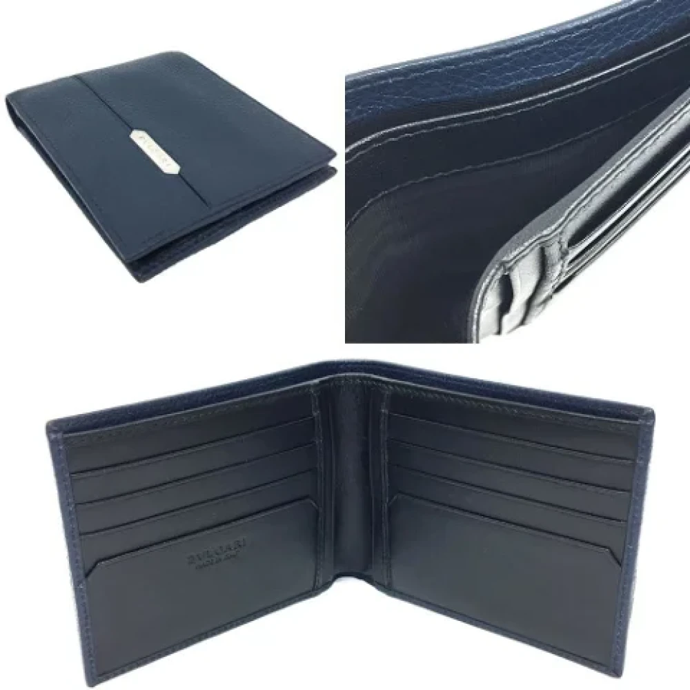 Bvlgari Vintage Pre-owned Leather wallets Blue Dames