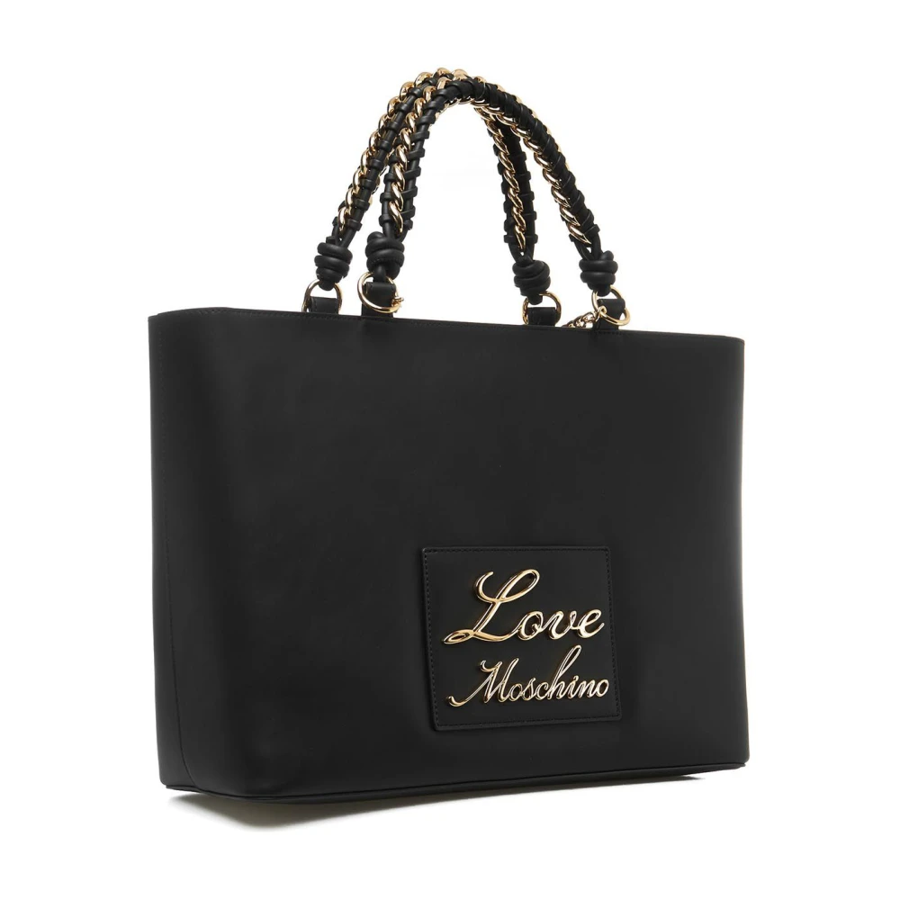 Love Moschino Shopper met logopatch Black Dames