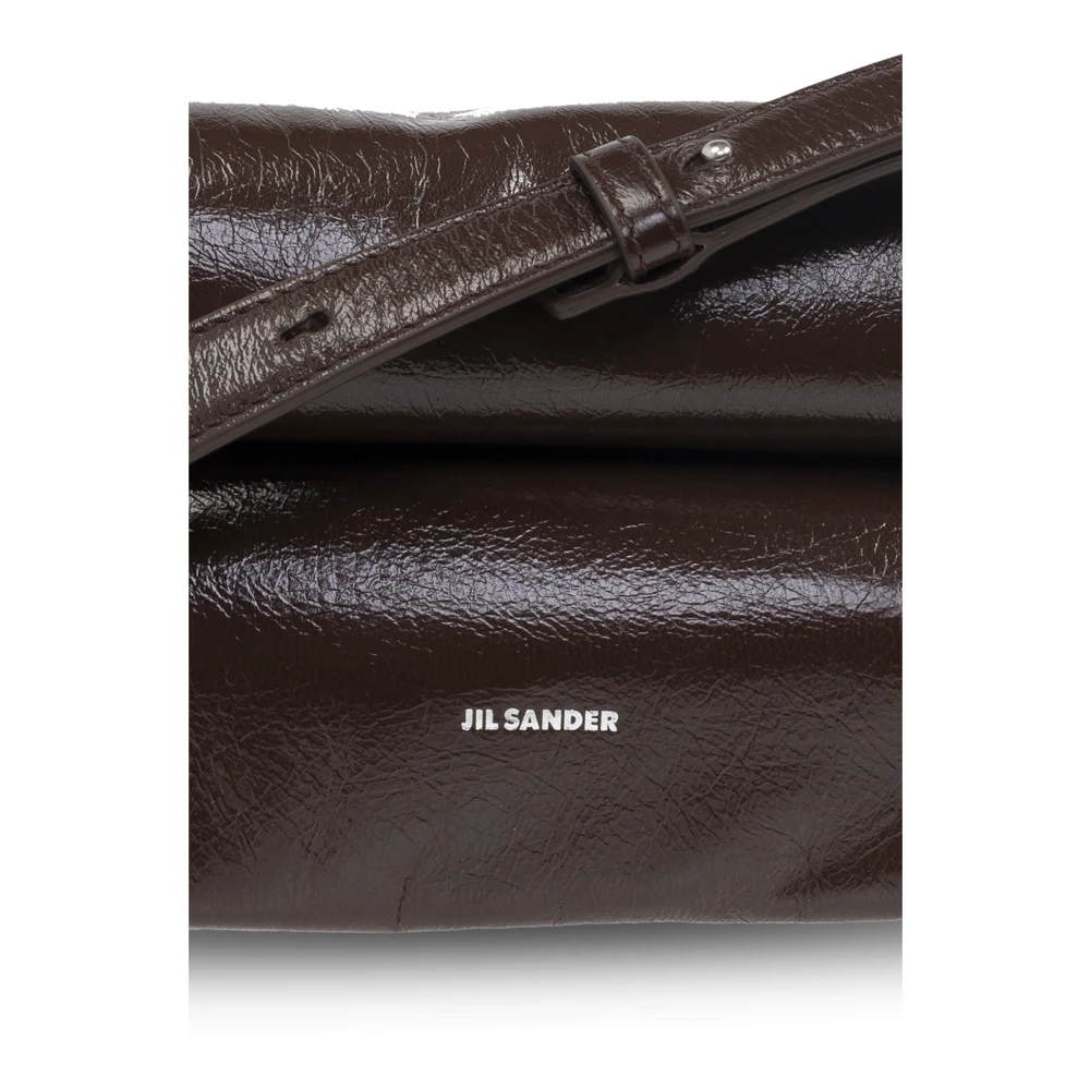 Jil Sander Schoudertas Rollup Klein Brown Dames