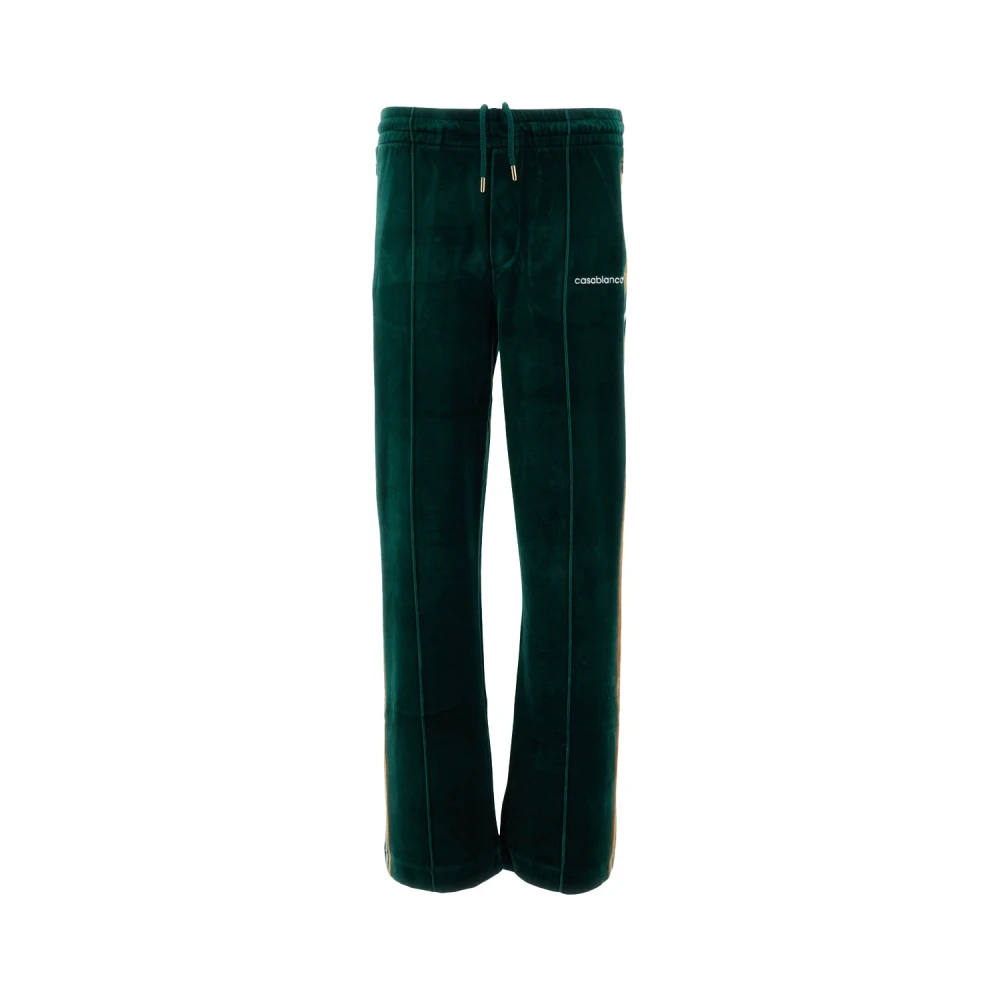 Casablanca Paris Men's Green & Brown Stripe Velour Track Pants, Size Medium By - Image 4