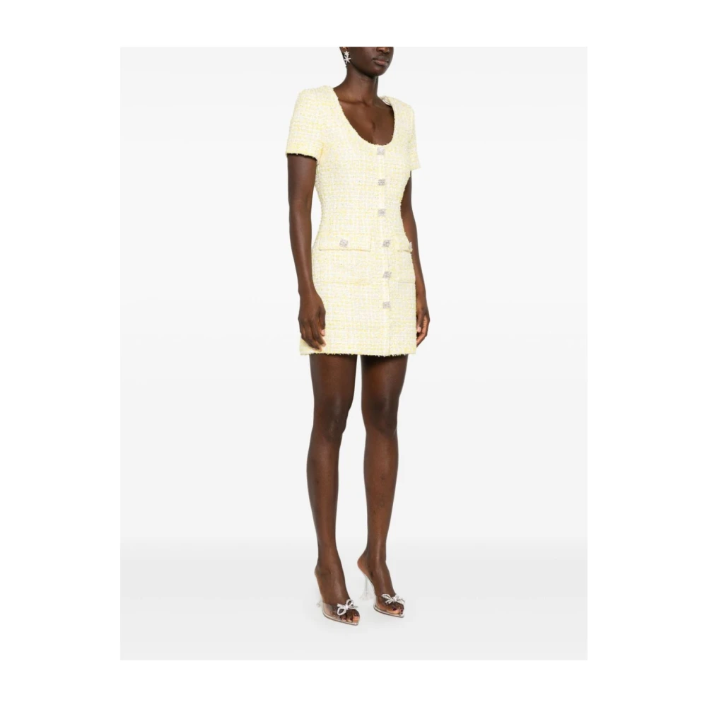Rotate Birger Christensen Paillet Bouclé Jurk Aw24 Yellow Dames