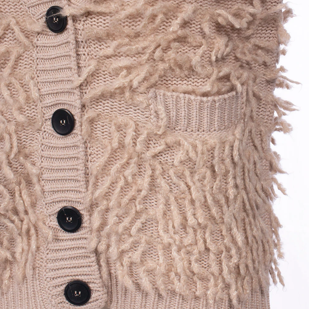 Le Tricot Perugia Mouwloos Wolmix Gebreid Vest Beige Dames