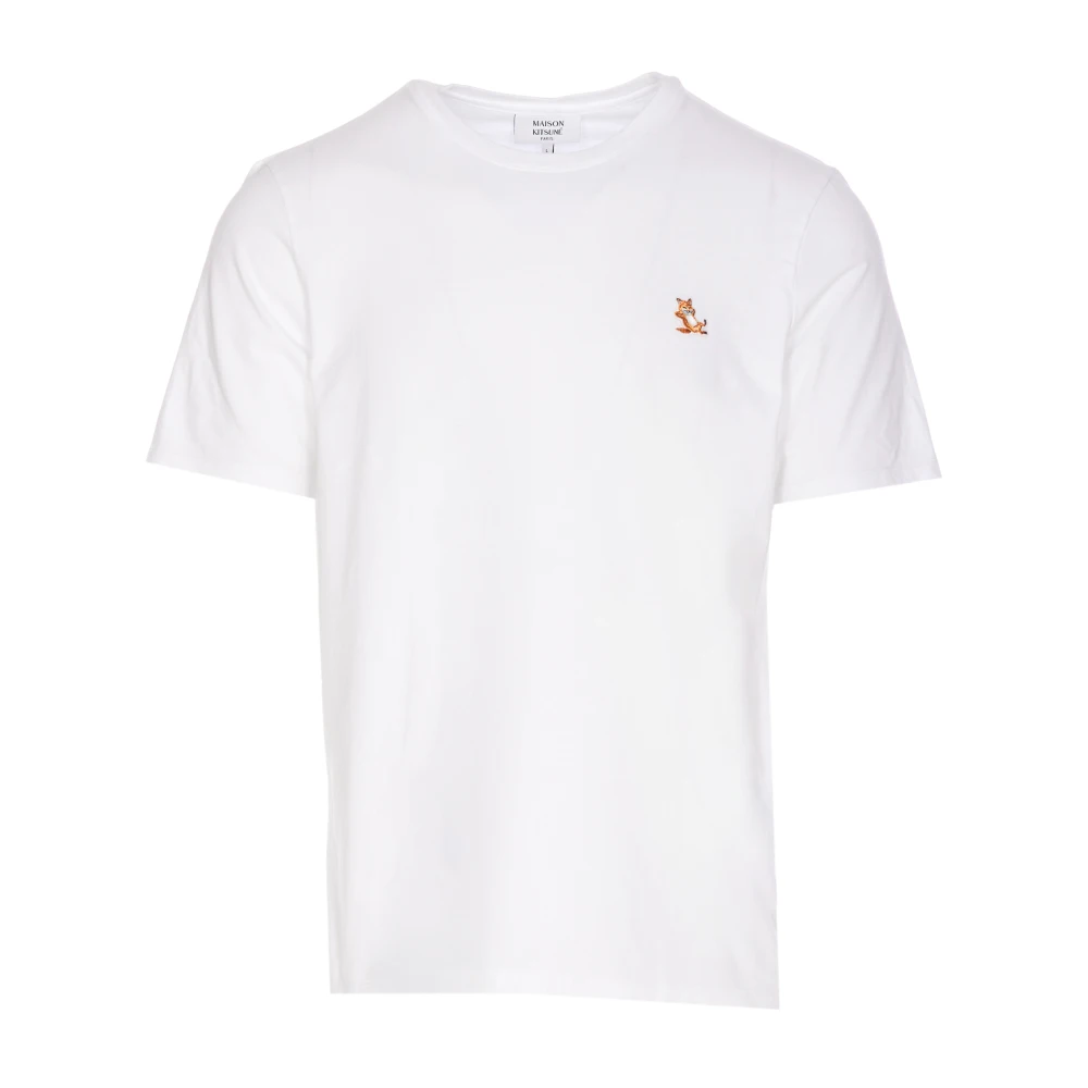 Maison Kitsuné Wit T-shirt met Fox Patch Logo White Heren