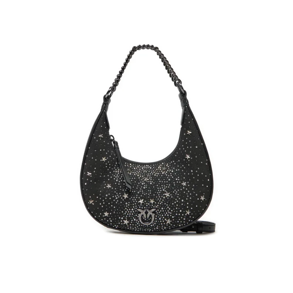 Pinko Mini Brioche Hobo Tas met Strass Black Dames