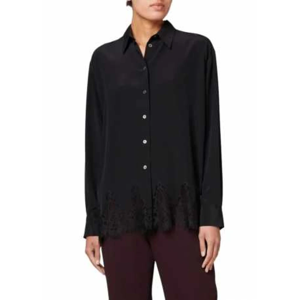 Paul Smith Zwarte Oversized Kant Zijden Chemise Black Dames