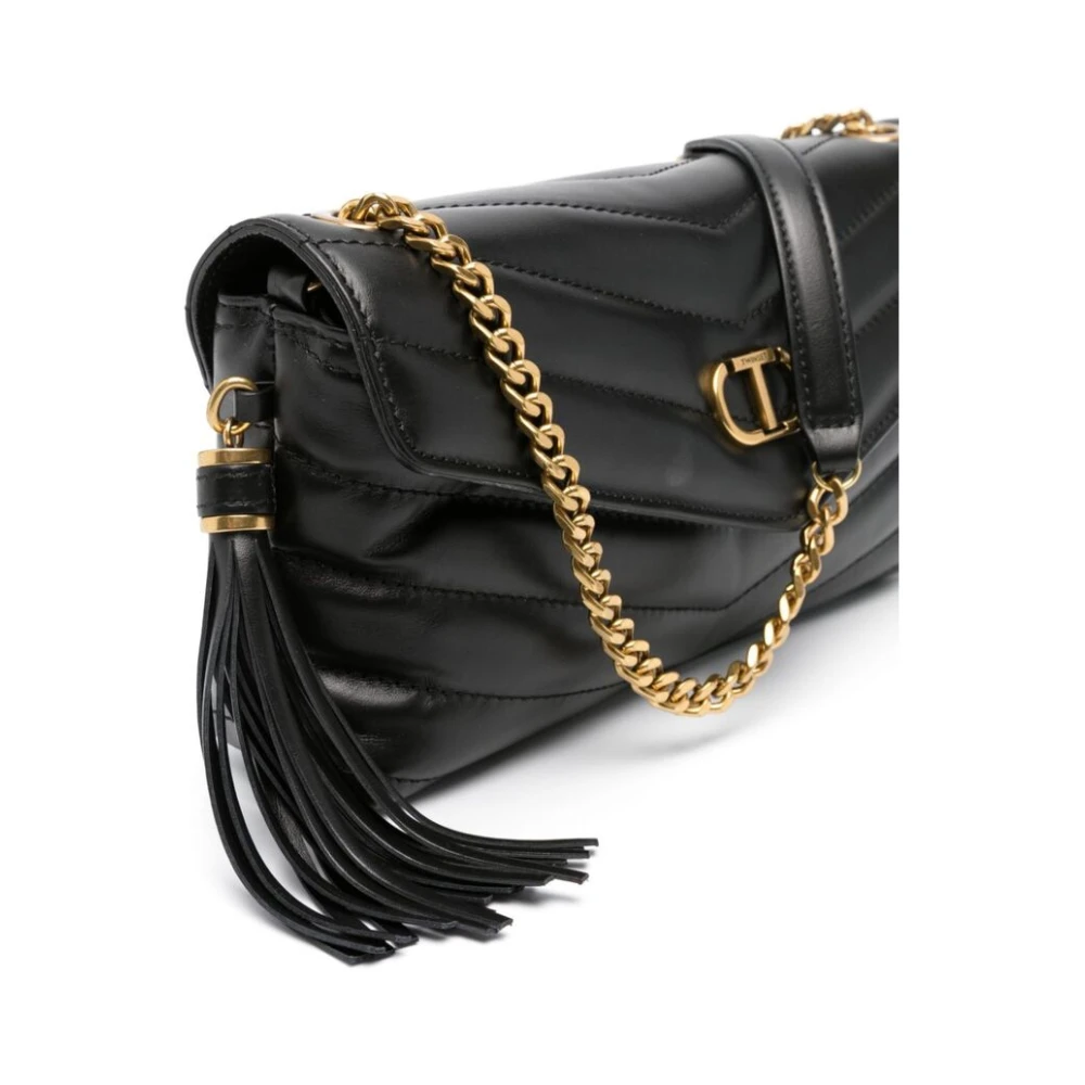 Twinset Schoudertas van gewatteerd leer Black Dames