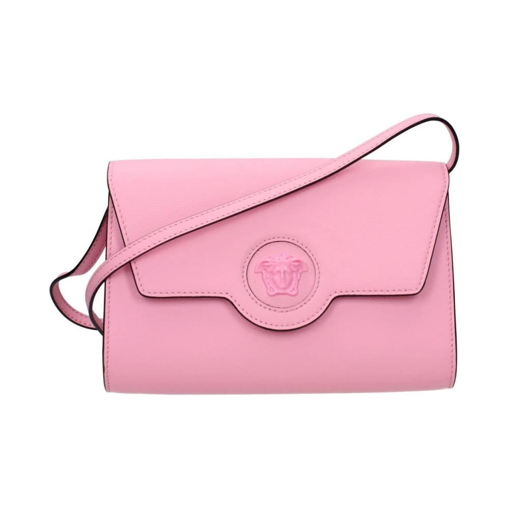 Versace Women's Pink Stylish Leather Clutch Bag With Front Detail