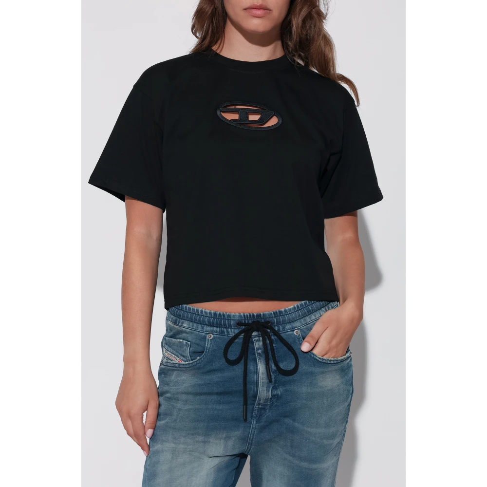 Diesel Top met 'T-Buxt-Crop-Od' logo Black Dames