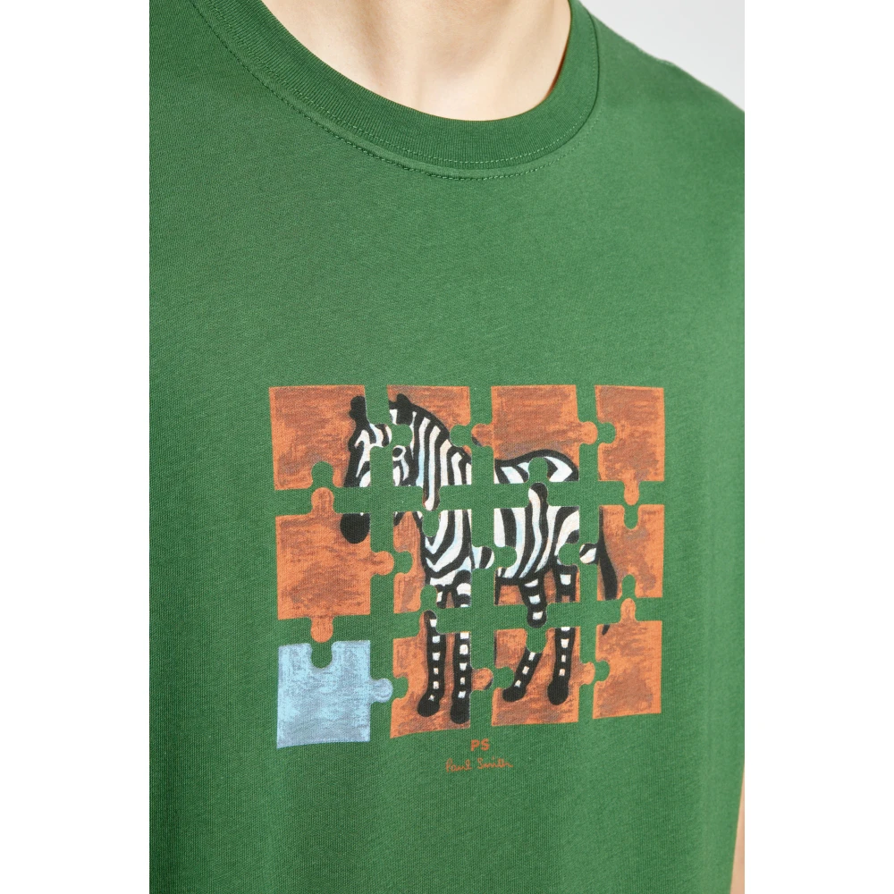 PS By Paul Smith Bedrukt T-shirt Green Heren