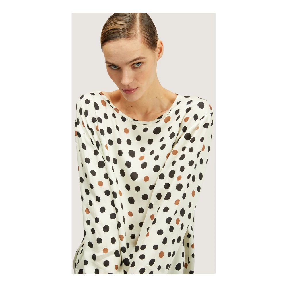 Motivi Satin blouse met stippen Multicolor Dames