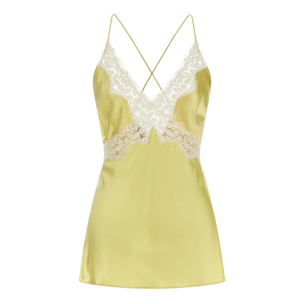 Alberta Ferretti Women's Yellow Satin Top With Lace