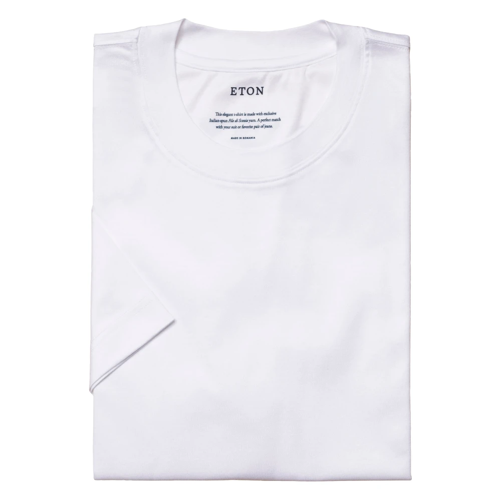 Eton Luxe Katoenen Crewneck T-shirt White Heren