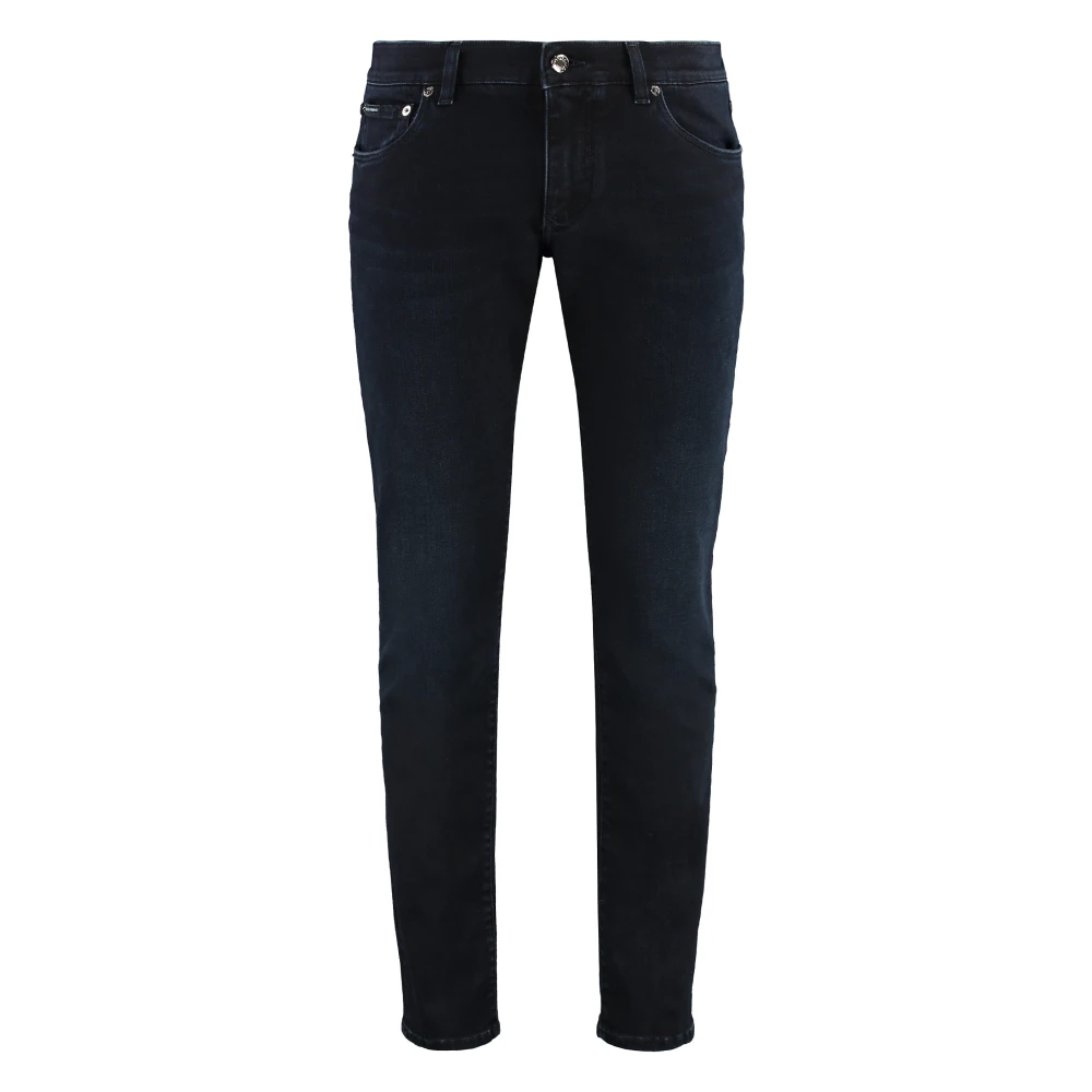 Dolce & Gabbana Men's Blue Slim Fit Jeans, 2XL, Skinny Jeans With Logo Rivets