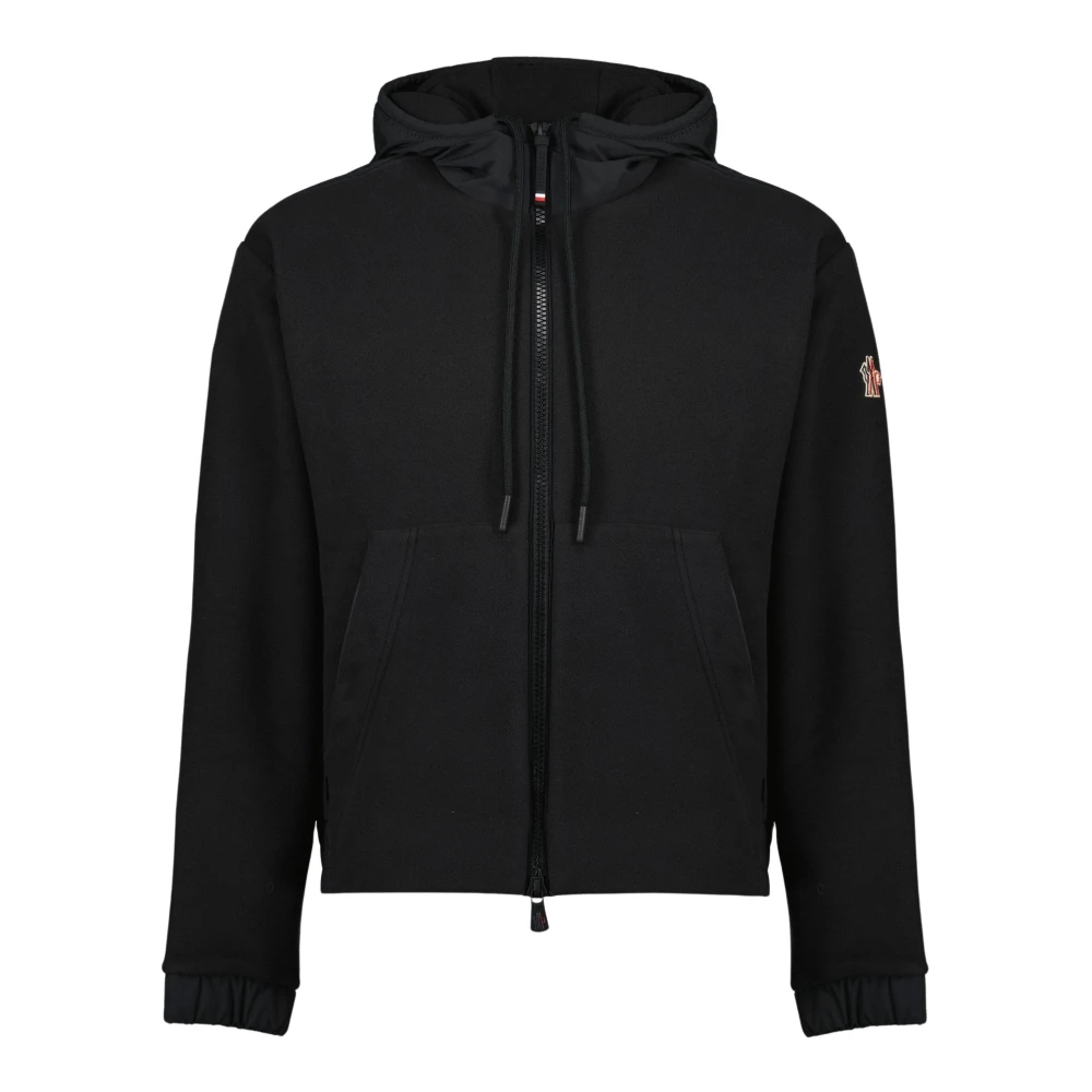 Moncler Men's Black Zip-Throughs, L, Polartec Zip Cardigan