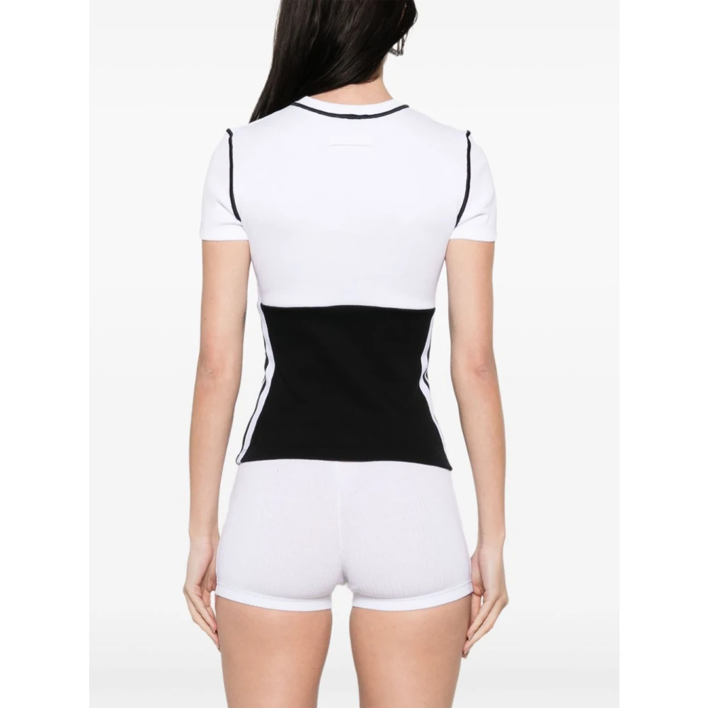 Jean Paul Gaultier Korte Mouw Katoenen T-shirt Wit Zwart White Dames