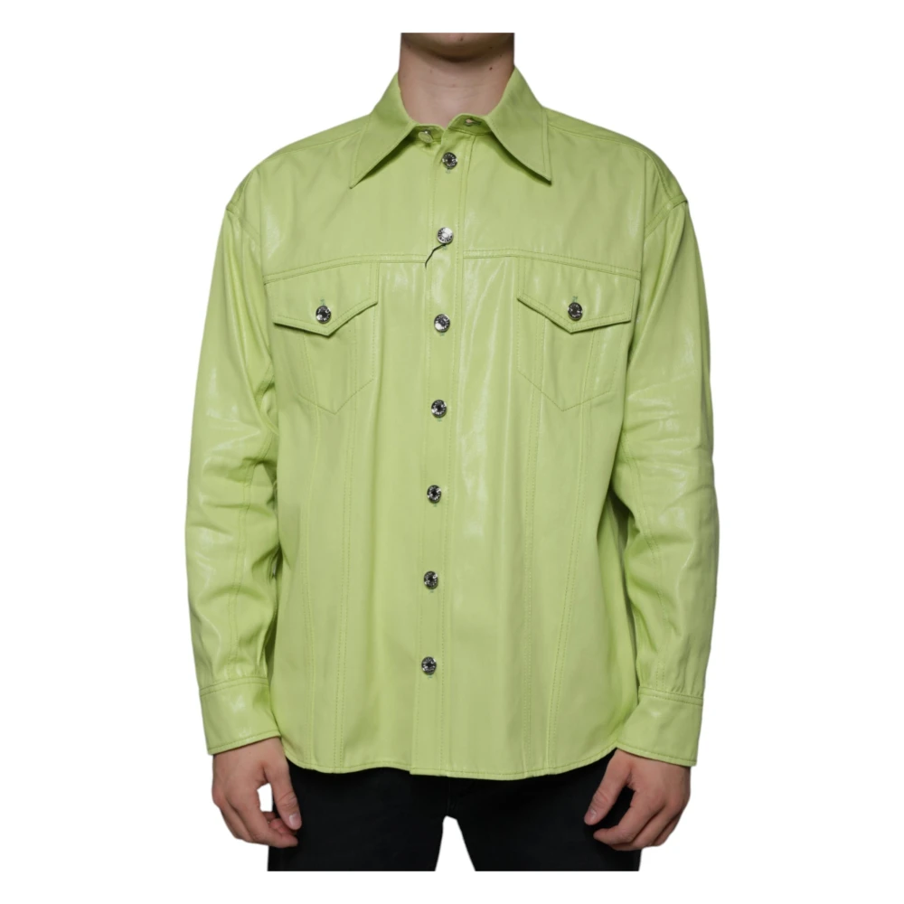 Dolce & Gabbana Men's Green Casual Shirt With Button Placket