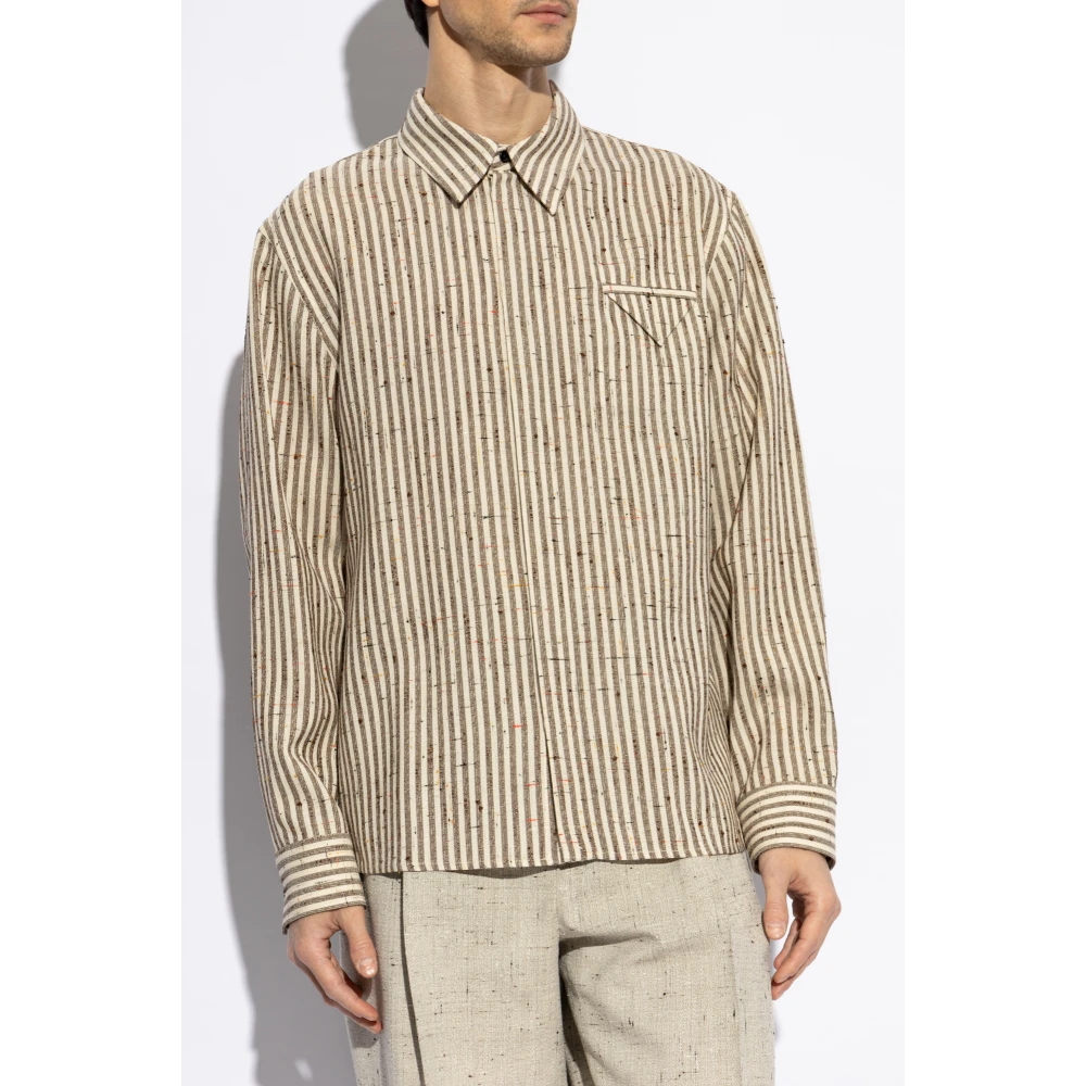 Bottega Veneta Shirt met streepjespatroon Beige Heren
