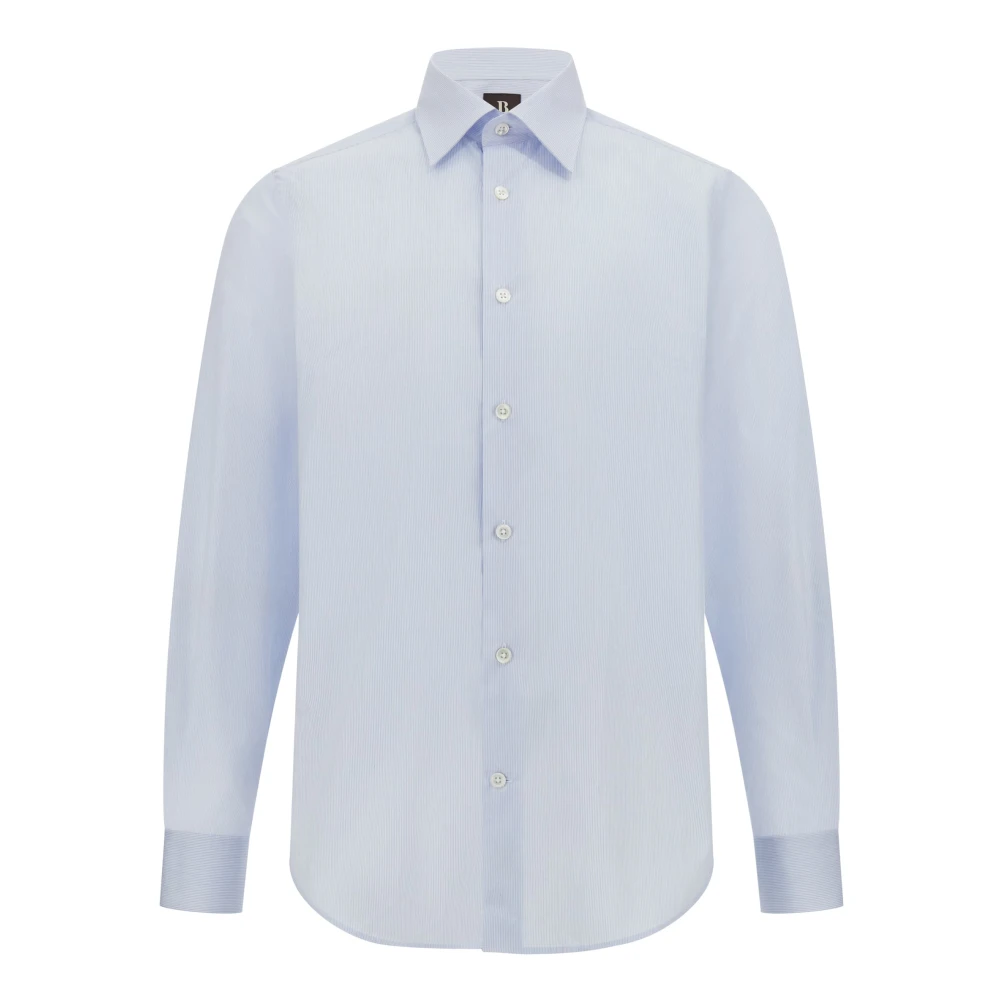 Boggi Milano Regular Fit gestreept katoenen overhemd Blue Heren