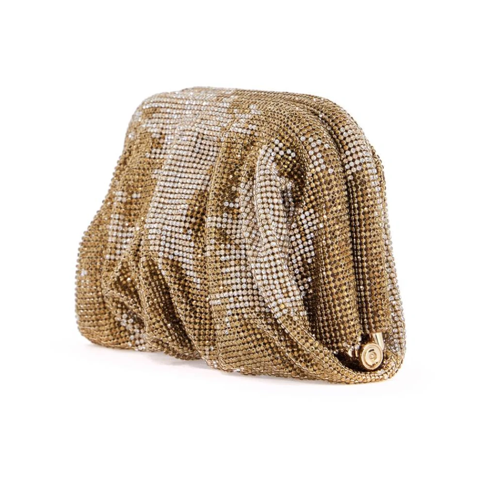 Benedetta Bruzziches Compacte Tas met Fonkelend Strass Mesh Yellow Dames