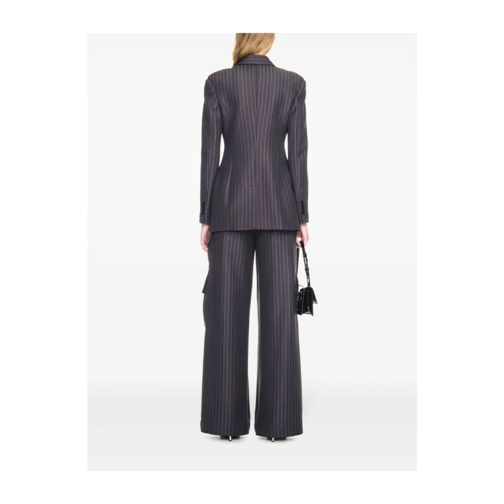 Off White Grijze Wollen Blend Getailleerde Jas Gray Dames