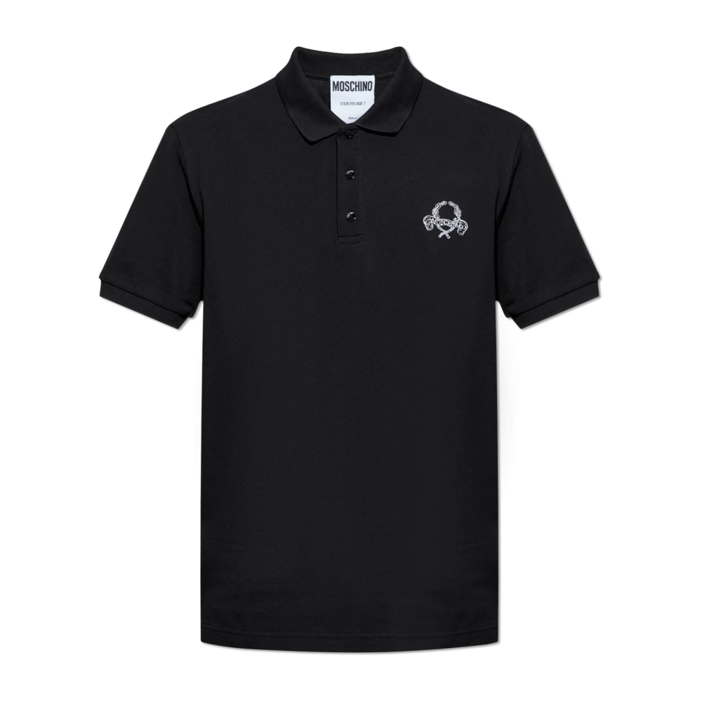 Moschino Katoenen polo met geborduurd logo Black Heren