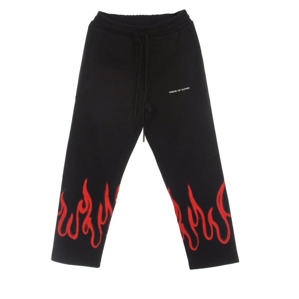 Vision OF Super Vlammen Lichtgewicht Trainingsbroek Zwart Rood Black Heren