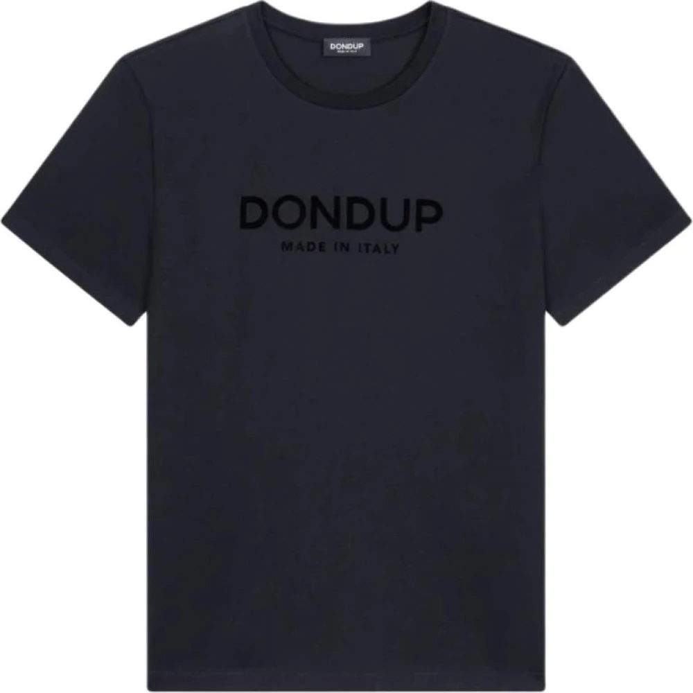 Dondup Svart T-Shirt Med Rund Hals Och Normal Passform