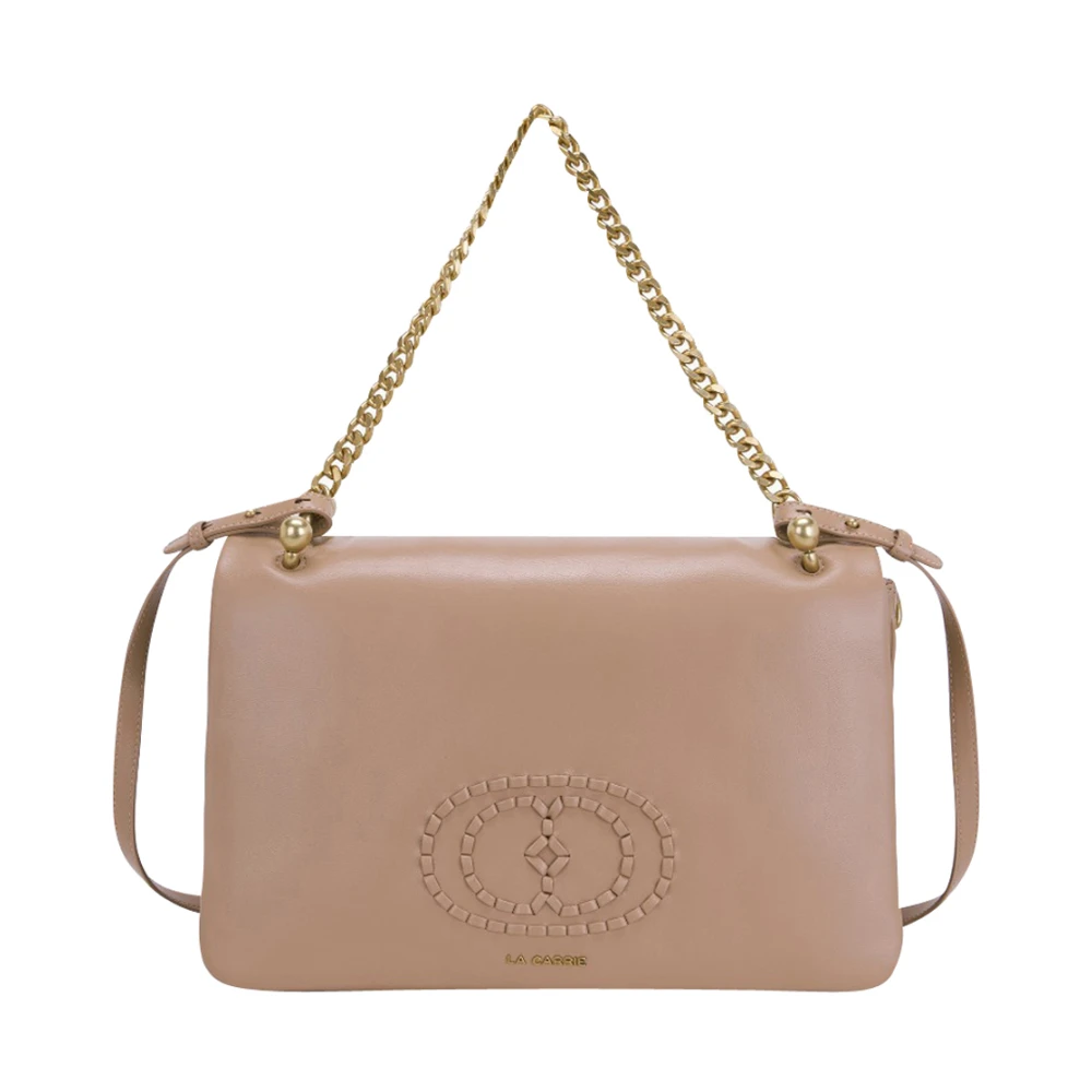 La Carrie Geweven Logo Triple Schoudertas Beige Dames