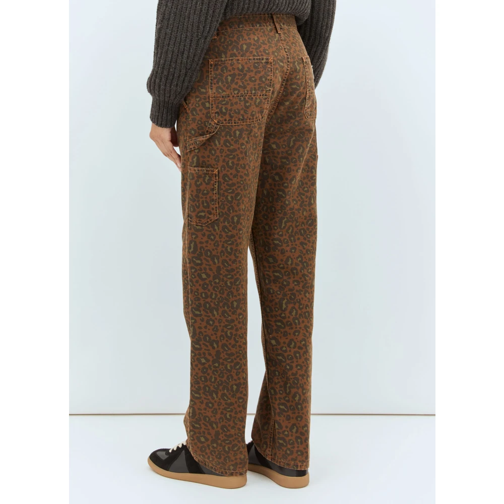 Carhartt WIP Broek met luipaardprint en Carpenter Loop Brown Dames