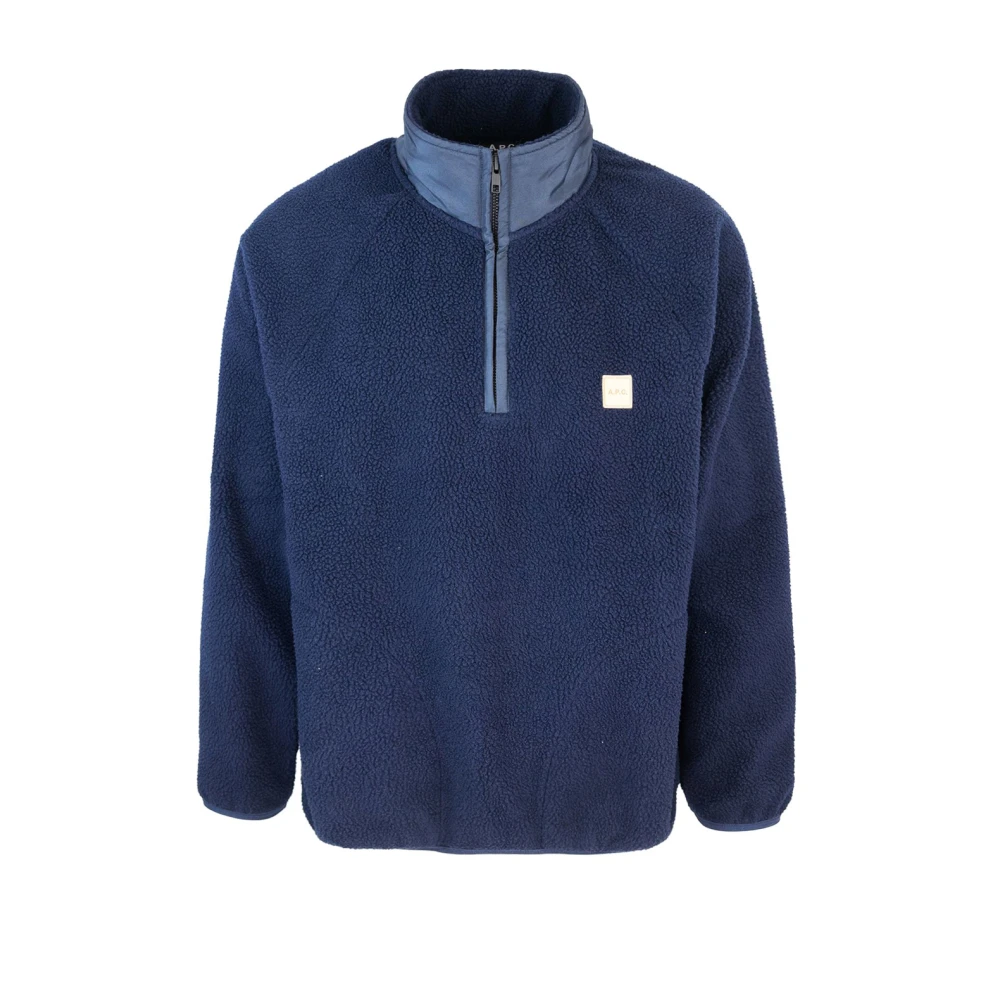 A.p.c. Blå Tröja Raglan Dragkedja Fickor Blue, Herr