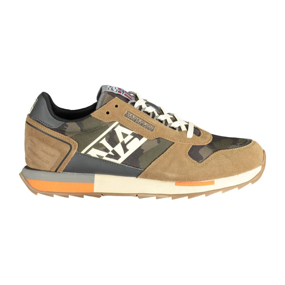 Napapijri Men's Beige Sneakers,, Sporty Lace-Up Trainers With Contrast Details Size 7 Uk