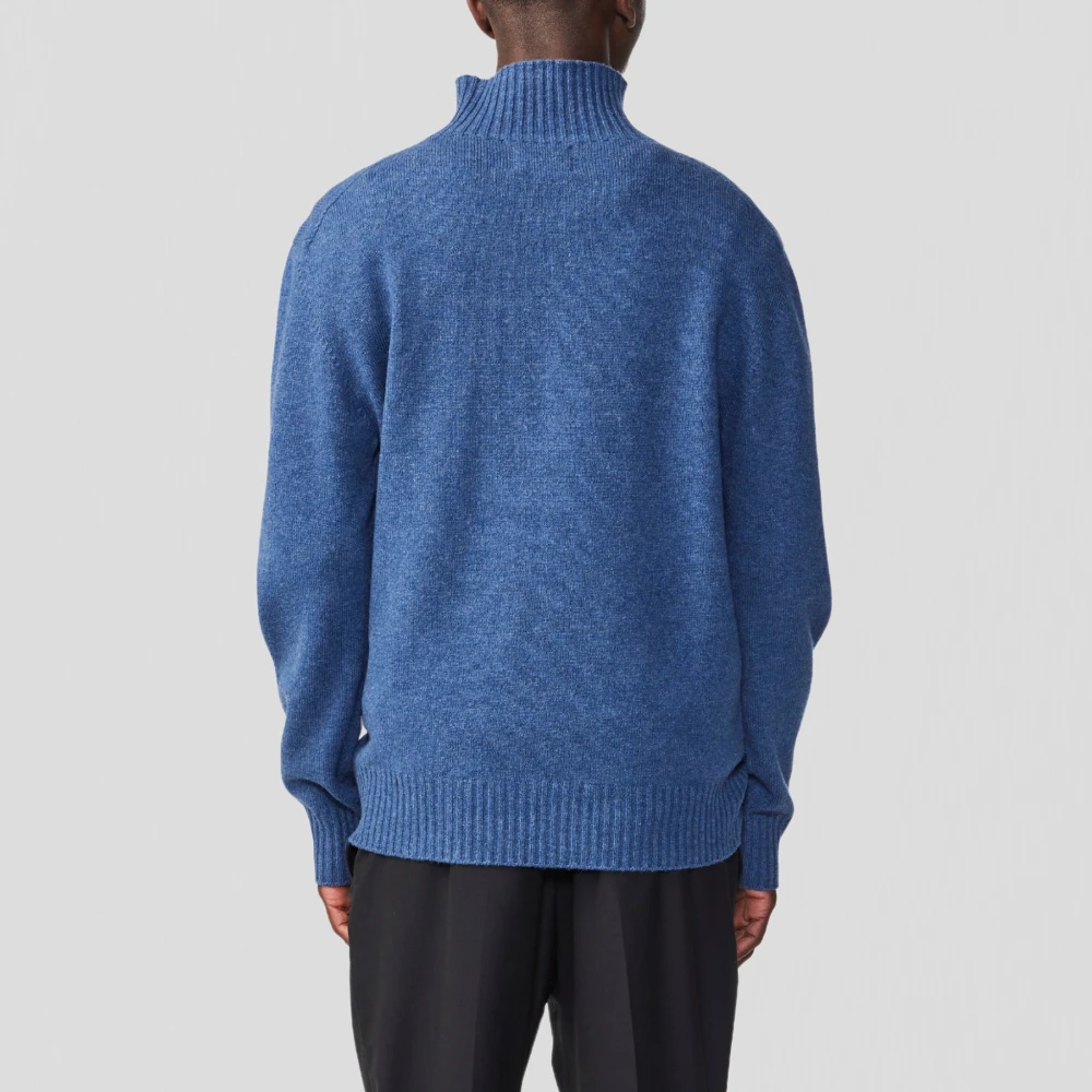 Nn07 Gebreide Mock Neck Sweater Bering Sea Blue Heren