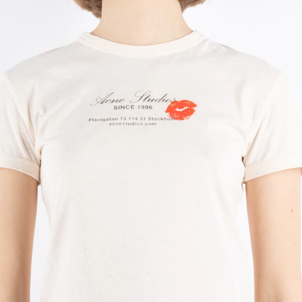Acne Studios Beige Katoenen T-Shirt Al0460 Beige Dames