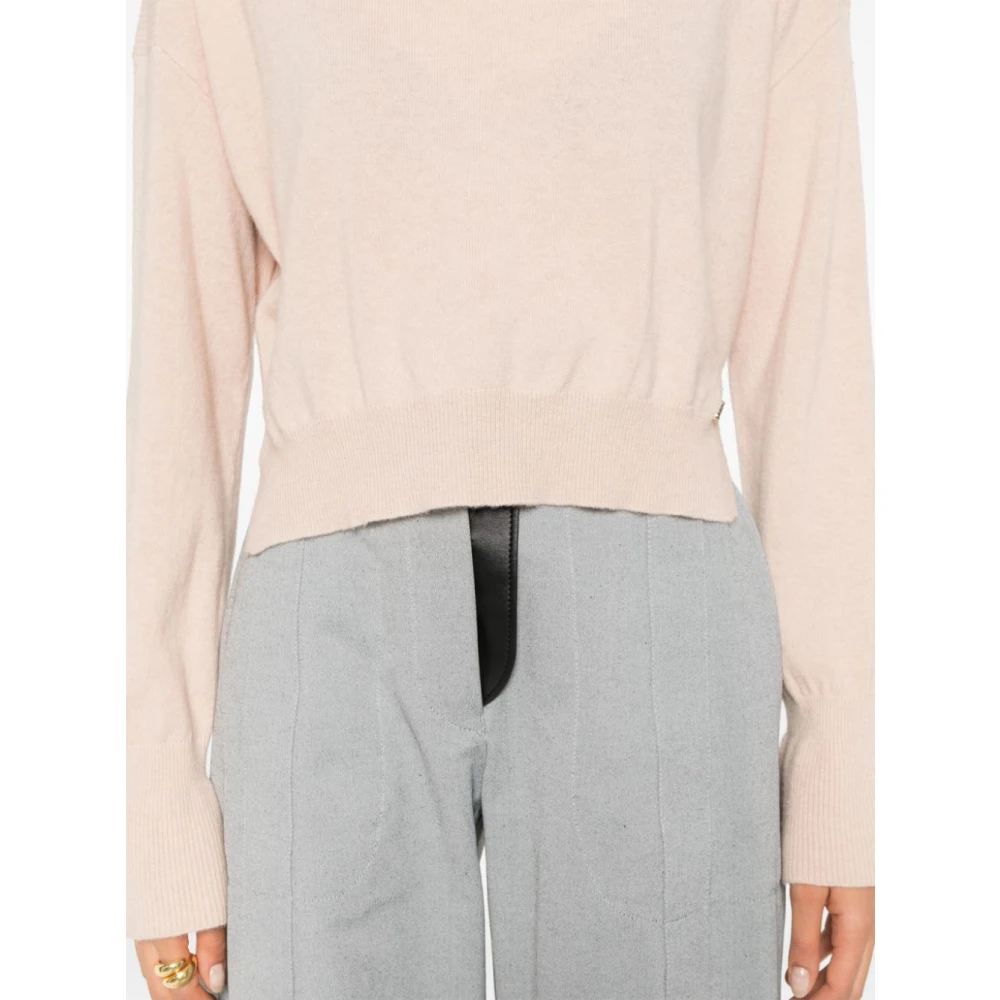 Liu Jo Roze Gebreide Trui met Logo Pink Dames
