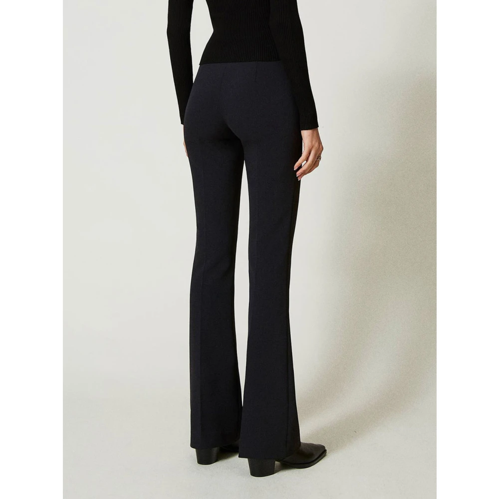 Twinset Zwarte Flare Hoge Taille Broek Black Dames