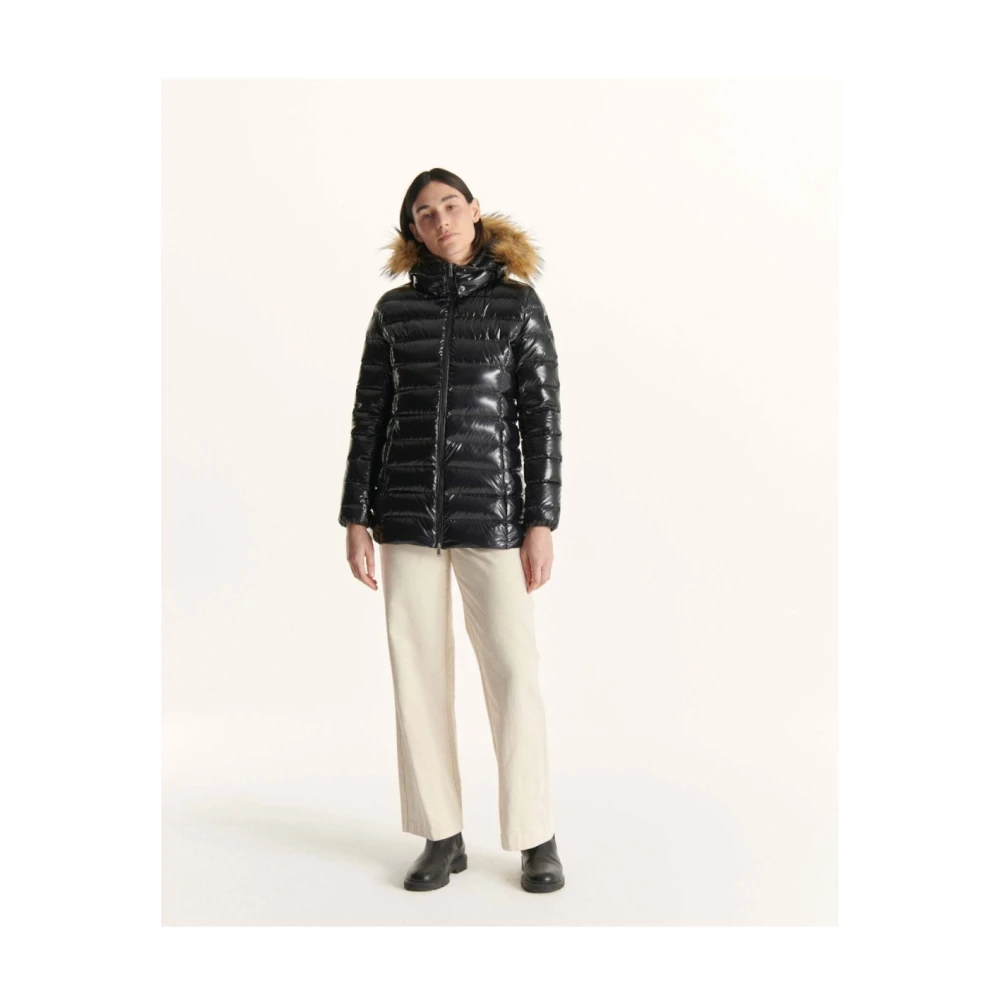 Jott Lilac Puffer Jas met Capuchon Black Dames