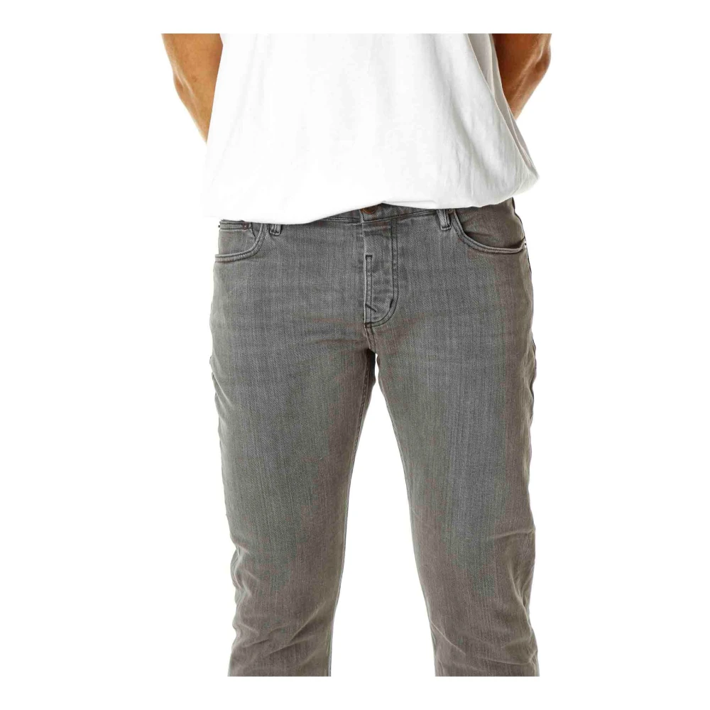 Blue de Gênes Zwarte Tapered Fit Jeans met Middelhoge Taille Gray Heren