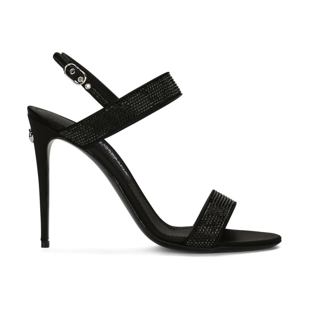 Dolce & Gabbana Women's Black Crystal Embellished High Heel Sandals