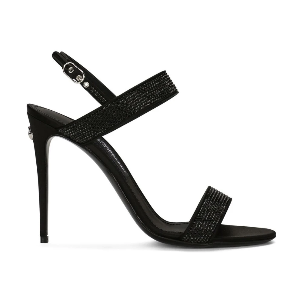 Dolce & Gabbana Svarta sandaler med kristallutsmyckning och höga klackar Black, Dam