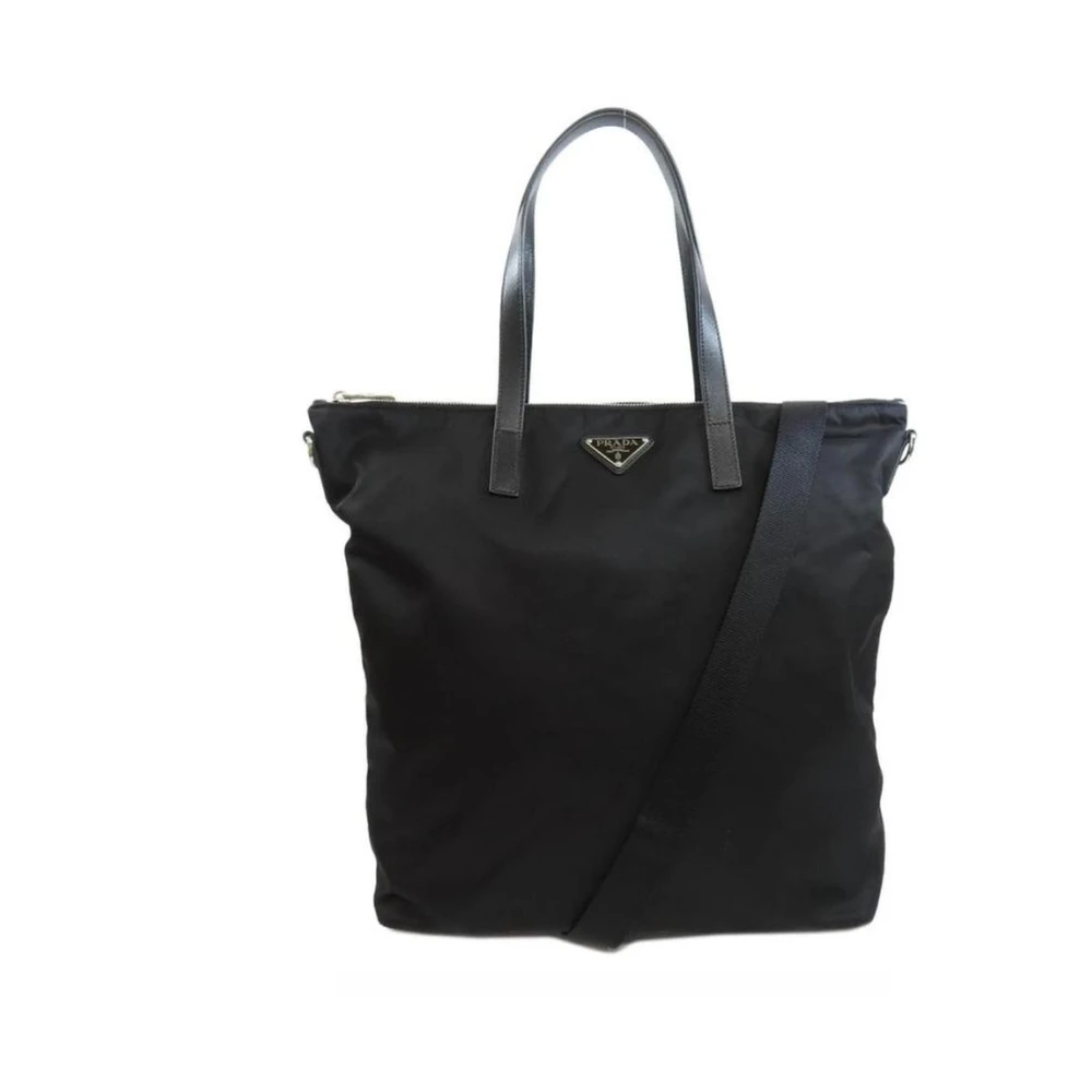 Prada Women's Black Nylon Tote Bag With Multiple Compartments - Shopping Bags - One Size- Bags