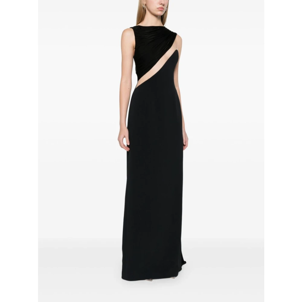 David Koma Zwarte Gedrapeerde Lange Mouw Jurk Black Dames